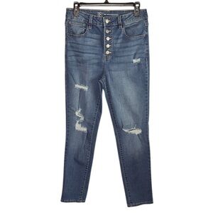 No Boundaries Blue High Rise Jeans with Distressed Details